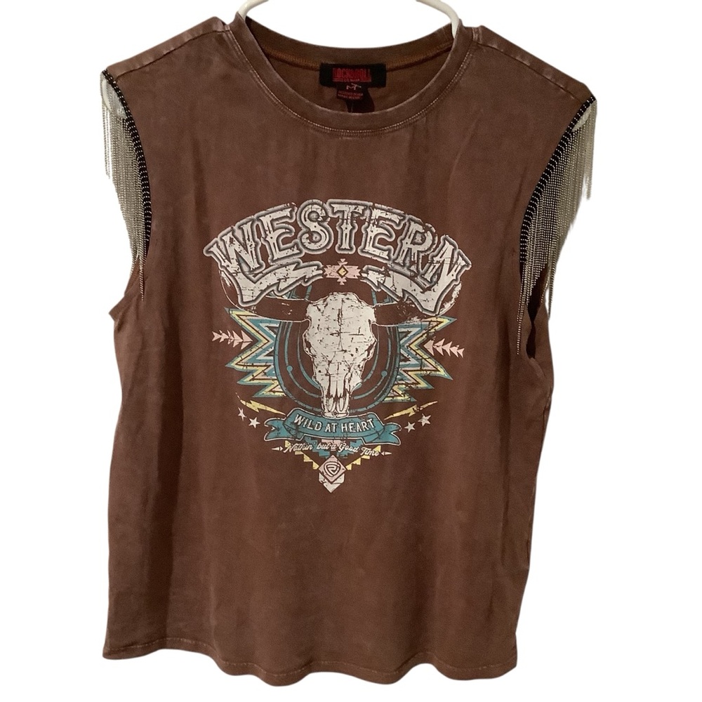 Boot Barn Rock & Roll Denim Women’s Chain Fringe Top BRAND NEW W/TAG. Size M - Picture 7 of 15
